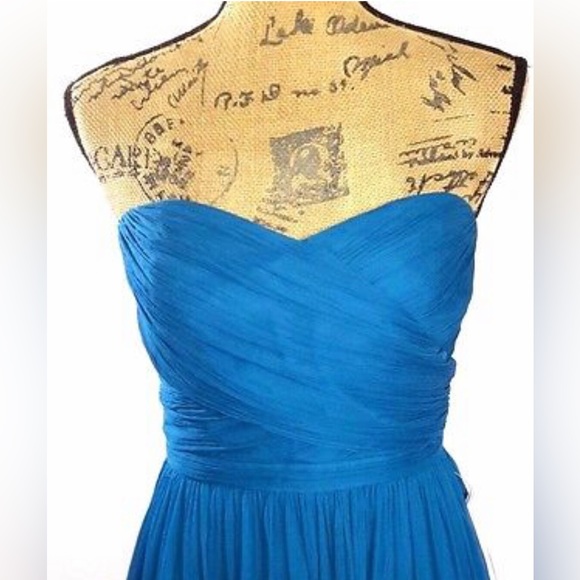 J Crew100%  blue silk chiffon strapless mini dress called Arabella - Picture 5 of 14